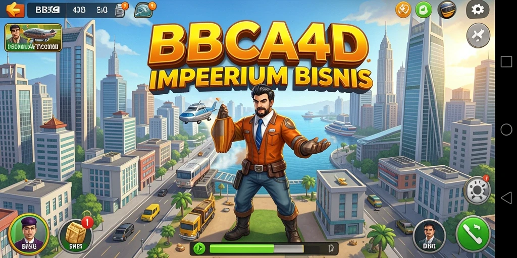 Tampilan utama gameplay BBCA4D menampilkan manajemen bisnis yang menantang.