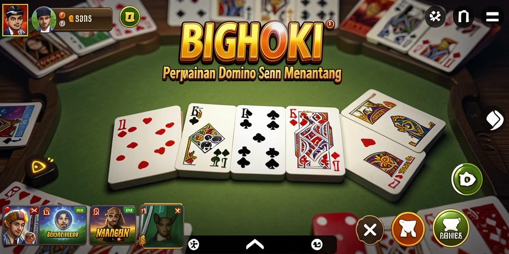 Screenshot utama BIGHOKI menampilkan gameplay seru permainan Domino.