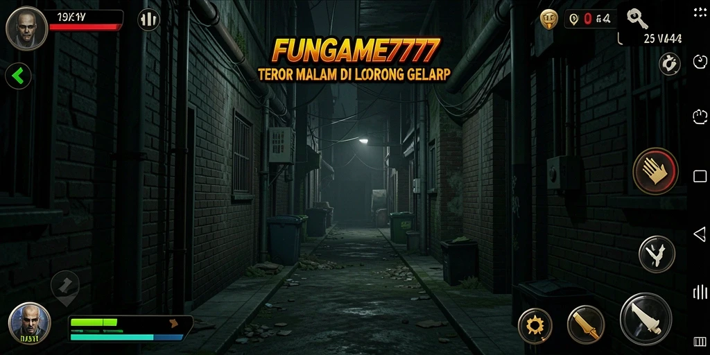 Screenshot gameplay <strong>FUNGAME777</strong> menampilkan suasana horor yang menegangkan.