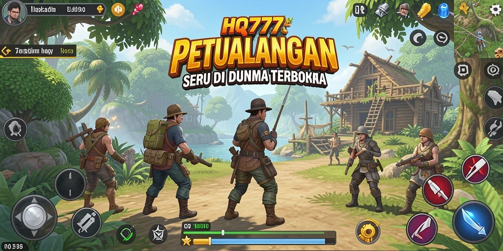 Screenshot HQ777 menampilkan aksi seru dalam dunia terbuka yang luas.