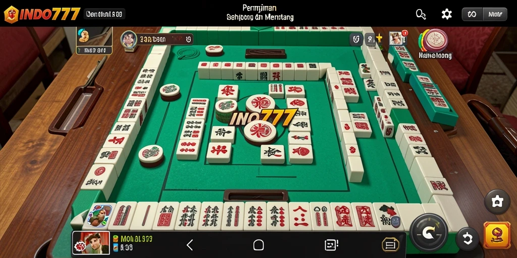 Screenshot INDO777 menampilkan gameplay Mahjong yang menantang dan seru.