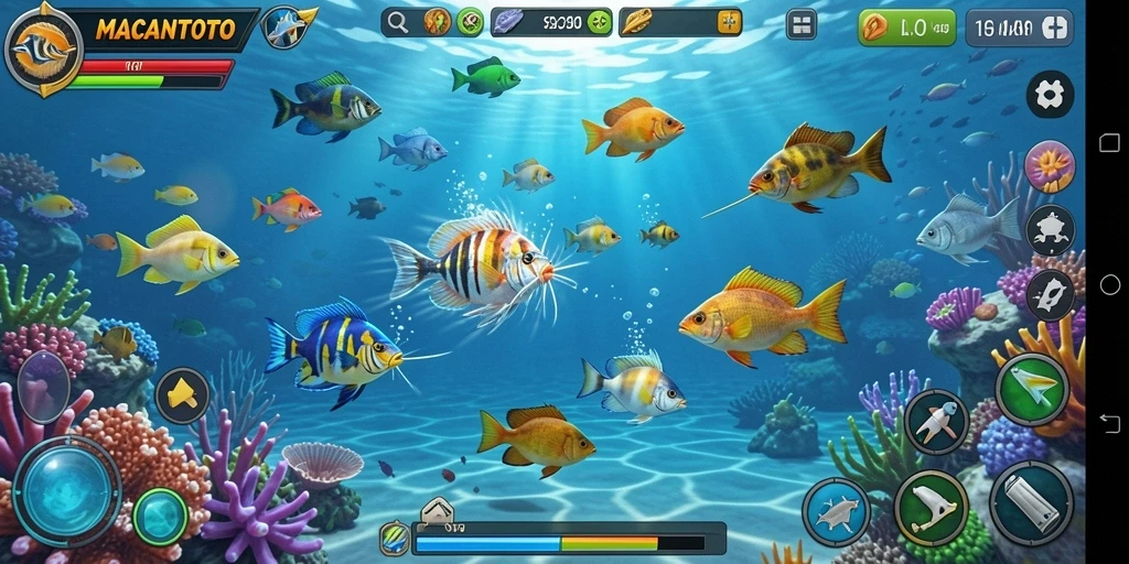 Tampilan gameplay seru Tembak Ikan di MACANTOTO dengan grafik menawan.