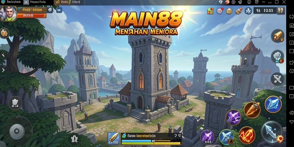 Gambaran gameplay seru di <strong>MAIN88</strong>, menampilkan aksi pertahanan menara.