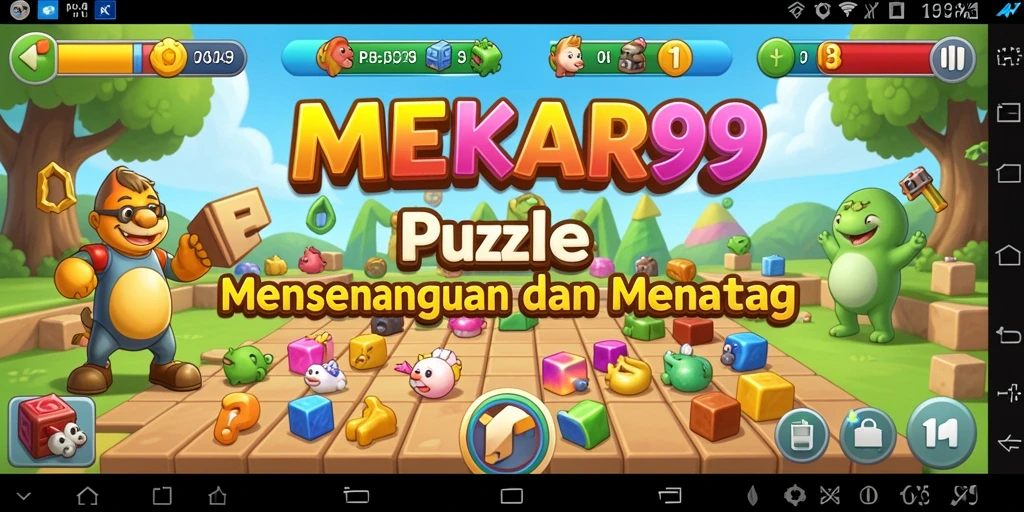Gameplay <strong>MEKAR99</strong> yang menantang di level puzzle yang berbeda.