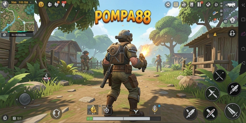 Tampilan gameplay seru POMPA88 dalam dunia terbuka.