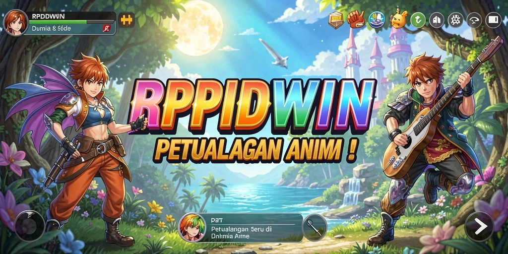 Tangkapan layar utama RPIDWIN menampilkan aksi seru dalam gameplay Anime.
