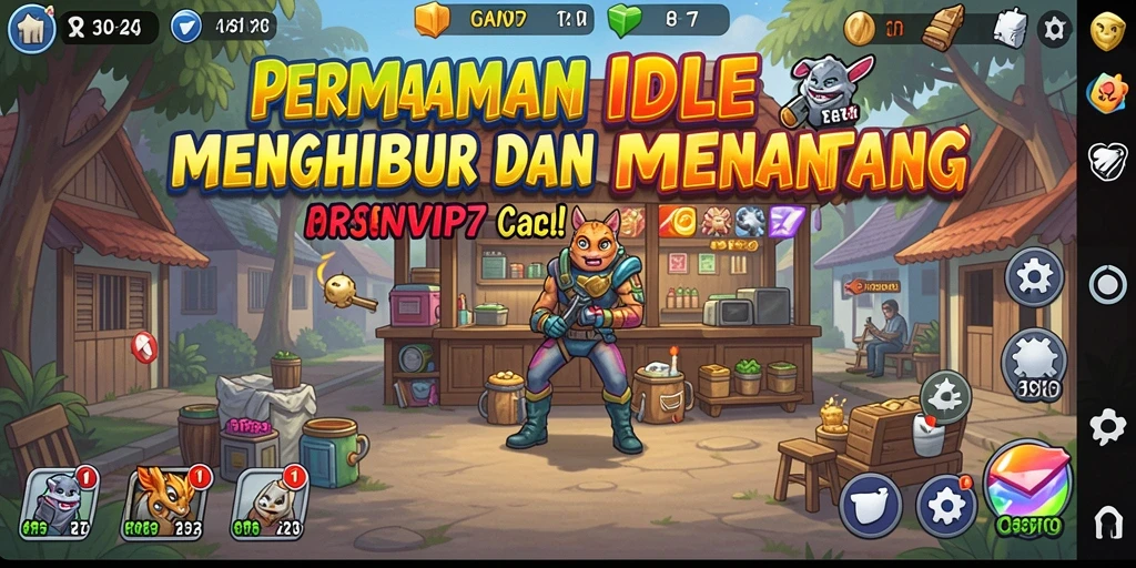 Gambaran gameplay utama RSNVIP7, menunjukkan mekanika Idle yang sederhana.