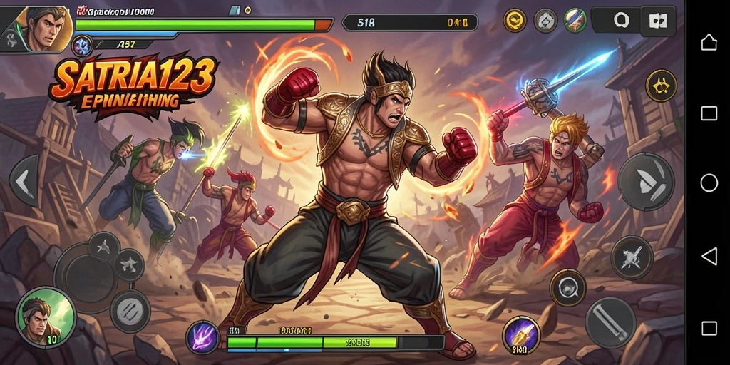 Tampilan menarik dari gameplay pertarungan karakter di SATRIA123.
