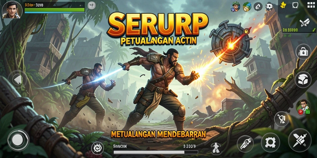 Tangkapan layar SERURP dengan aksi pertarungan yang mendebarkan.