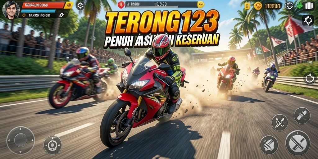 Gameplay balapan motor yang seru dan menegangkan.