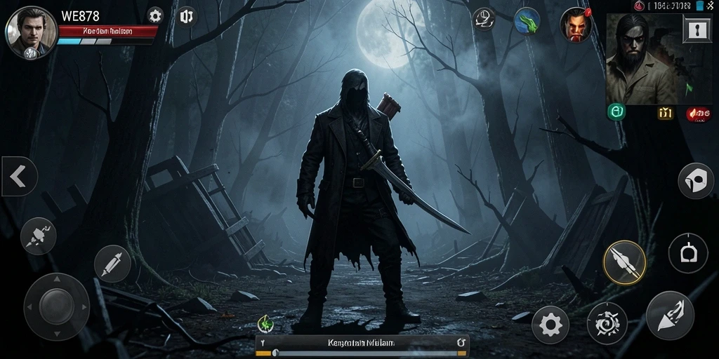 Tampilan gameplay horror yang menegangkan dari WE878, menunjukkan kegelapan dan ancaman yang mengintai.